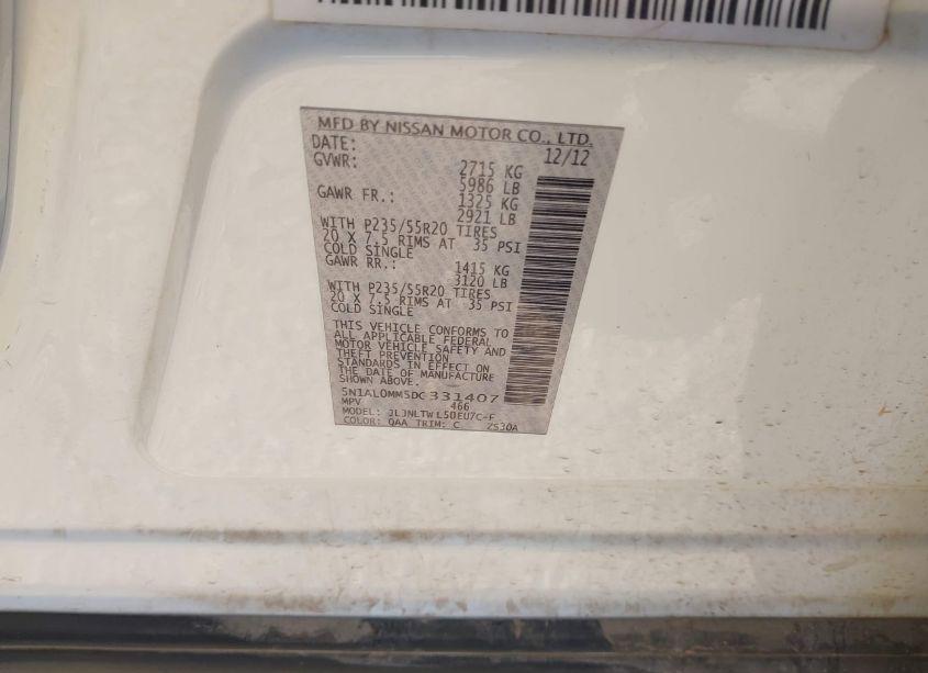 Photo 9 of 2013 Infiniti Jx35 (VIN 5N1AL0MM5DC331407)