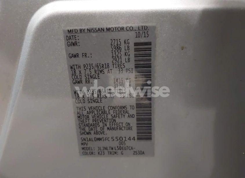 Photo 9 of 2015 Infiniti Qx60 (VIN 5N1AL0MM5FC550144)