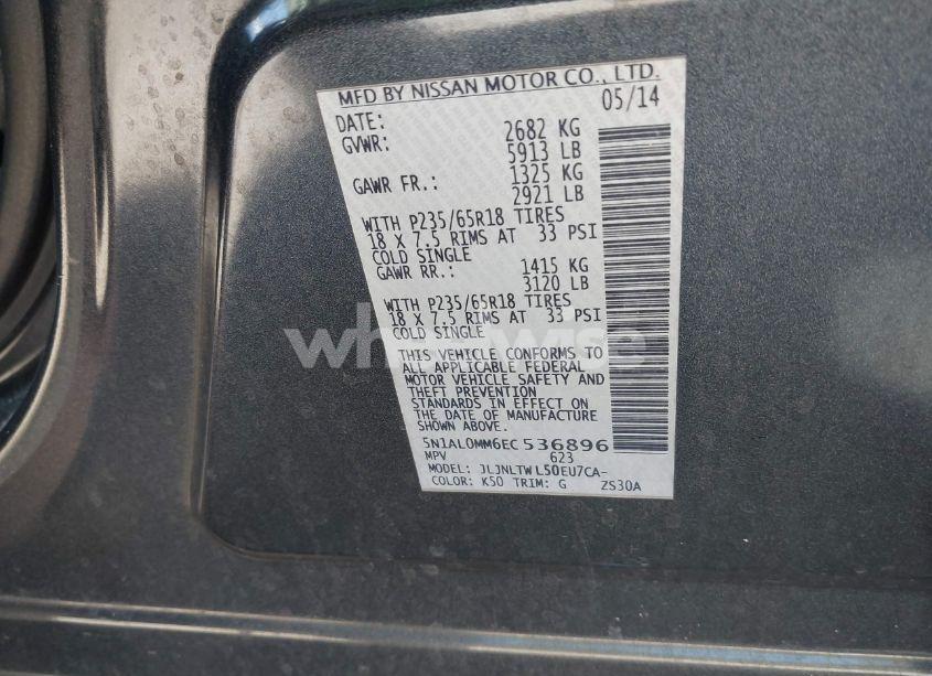 Photo 9 of 2014 Infiniti Qx60 (VIN 5N1AL0MM6EC536896)