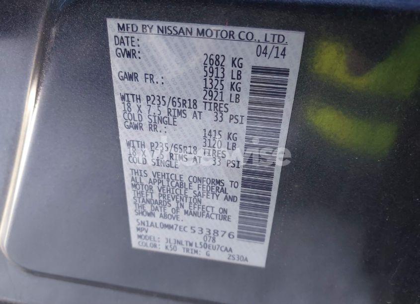 Photo 9 of 2014 Infiniti Qx60 (VIN 5N1AL0MM7EC533876)