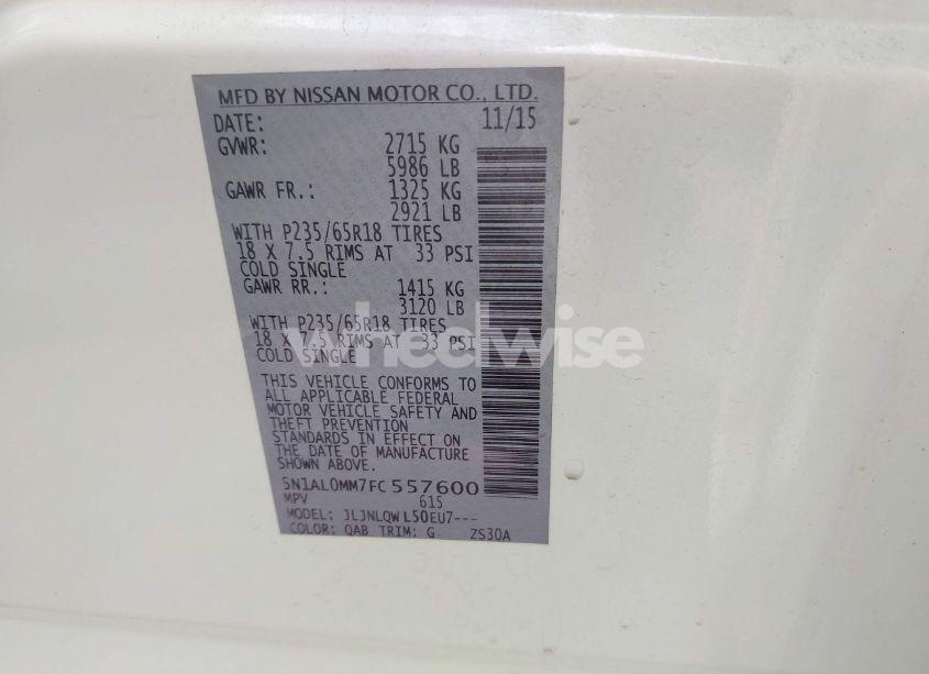 Photo 9 of 2015 Infiniti Qx60 (VIN 5N1AL0MM7FC557600)