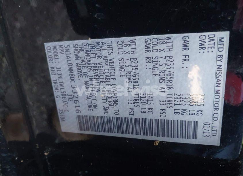 Photo 9 of 2013 Infiniti Jx35 (VIN 5N1AL0MM8DC332616)