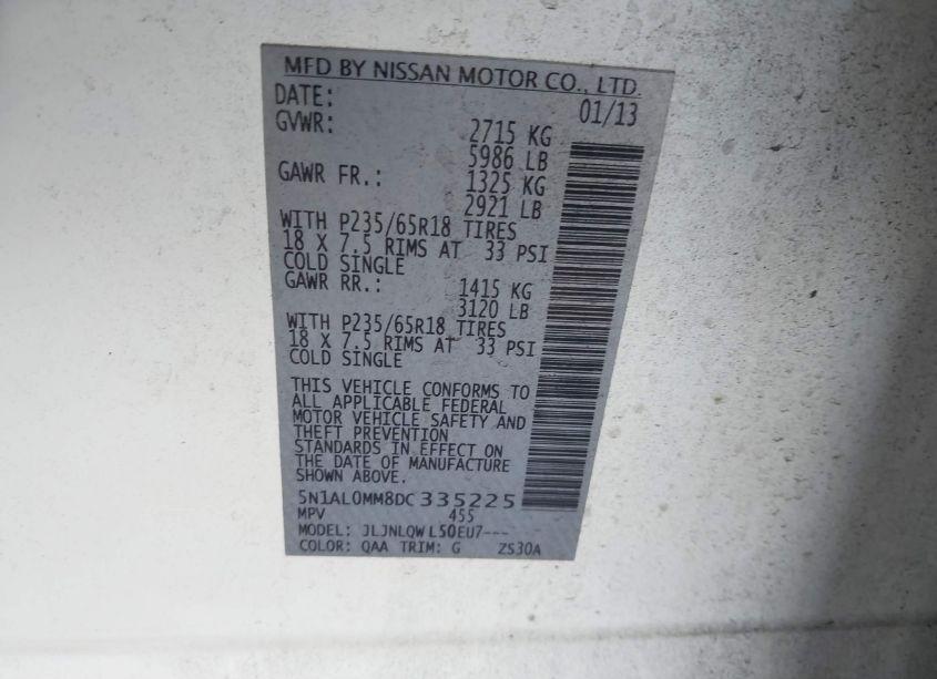 Photo 9 of 2013 Infiniti Jx35 (VIN 5N1AL0MM8DC335225)