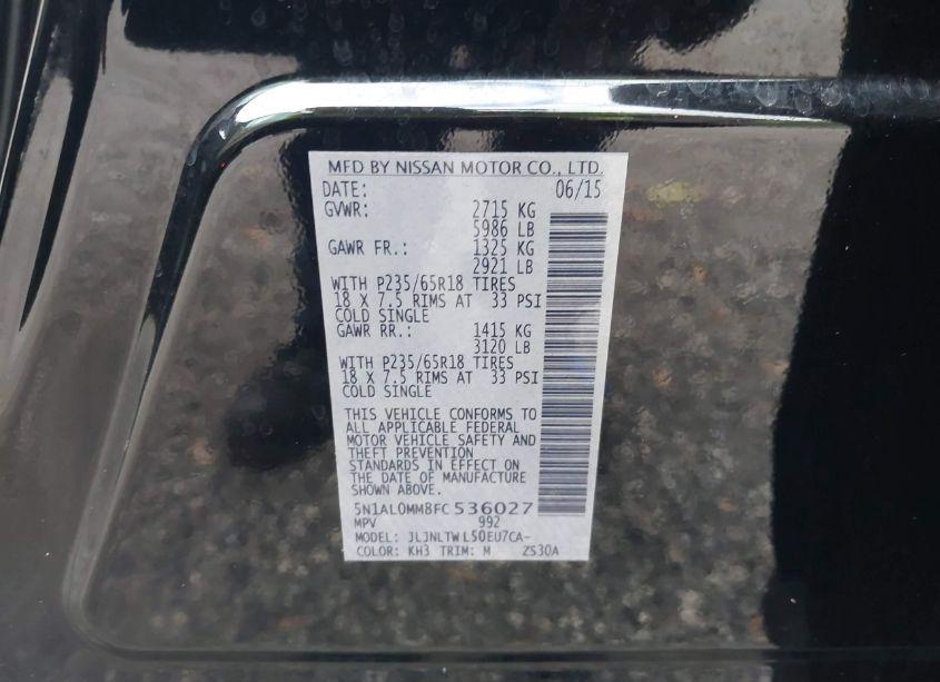 Photo 9 of 2015 Infiniti Qx60 (VIN 5N1AL0MM8FC536027)