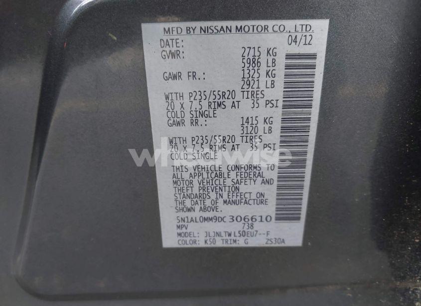 Photo 9 of 2013 Infiniti Jx35 (VIN 5N1AL0MM9DC306610)