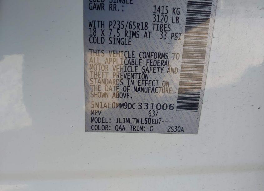 Photo 9 of 2013 Infiniti Jx35 (VIN 5N1AL0MM9DC331006)