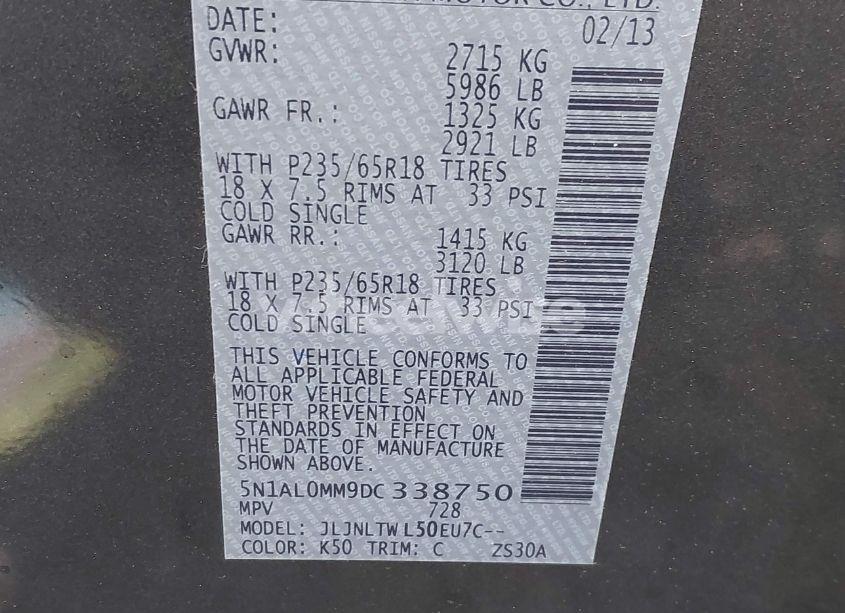 Photo 9 of 2013 Infiniti Jx35 (VIN 5N1AL0MM9DC338750)