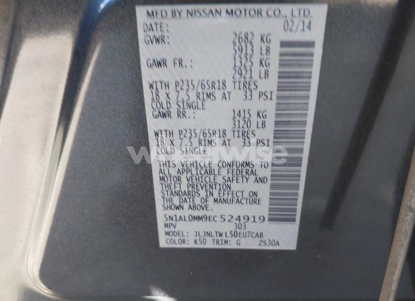 Photo 9 of 2014 Infiniti Qx60 (VIN 5N1AL0MM9EC524919)