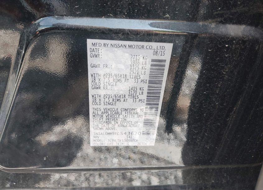 Photo 9 of 2015 Infiniti Qx60 (VIN 5N1AL0MM9FC543620)