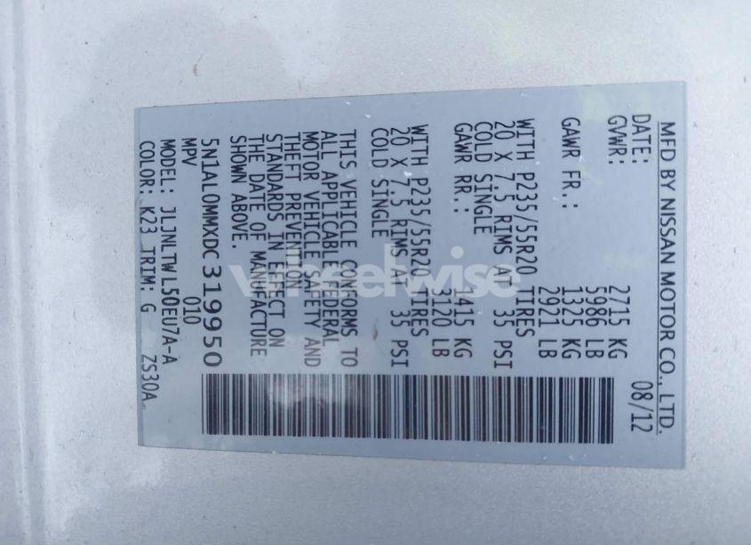 Photo 9 of 2013 Infiniti Jx35 (VIN 5N1AL0MMXDC319950)