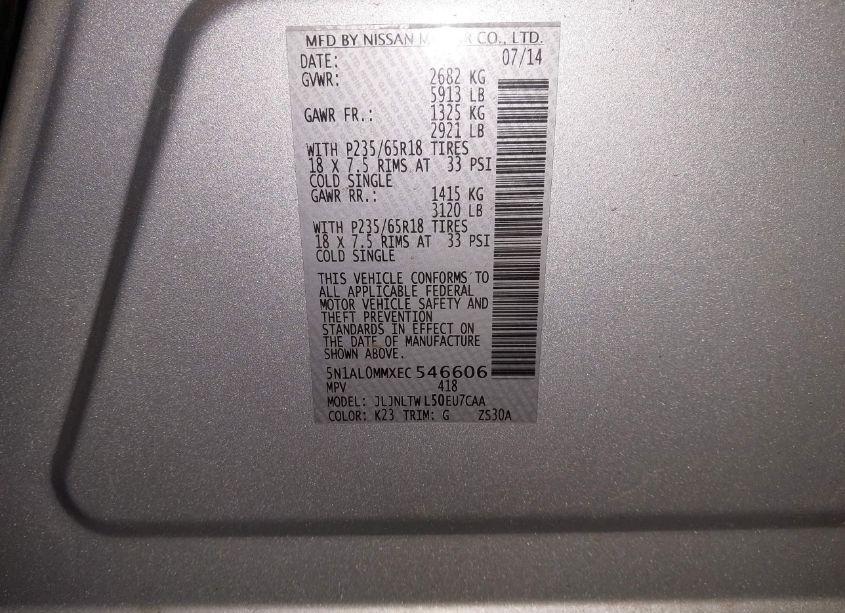 Photo 9 of 2014 Infiniti Qx60 (VIN 5N1AL0MMXEC546606)