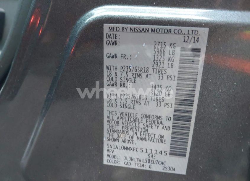 Photo 9 of 2015 Infiniti Qx60 (VIN 5N1AL0MMXFC511145)
