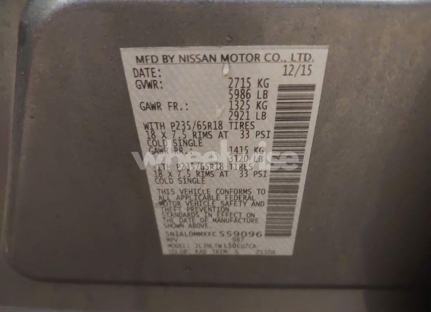 Photo 9 of 2015 Infiniti Qx60 (VIN 5N1AL0MMXFC559096)