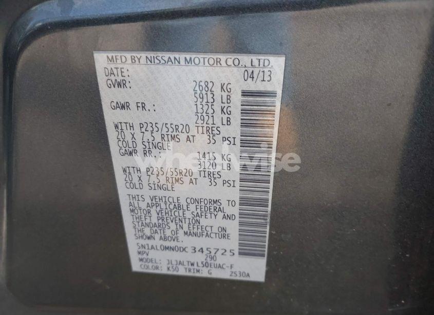 Photo 9 of 2013 Infiniti Jx35 (VIN 5N1AL0MN0DC345725)