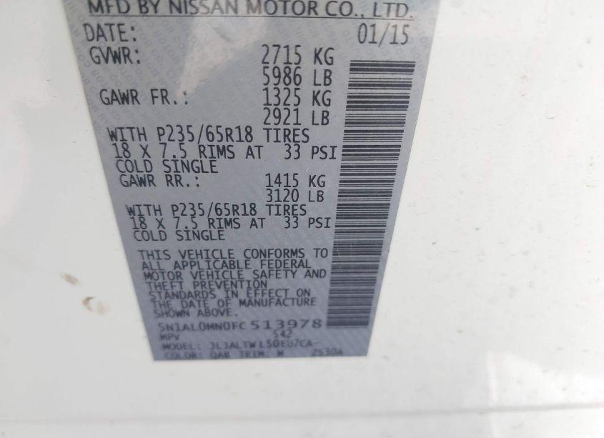 Photo 9 of 2015 Infiniti Qx60 (VIN 5N1AL0MN0FC513978)