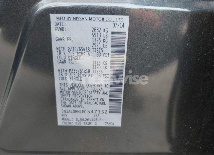 Photo 9 of 2014 Infiniti Qx60 (VIN 5N1AL0MN1EC547152)