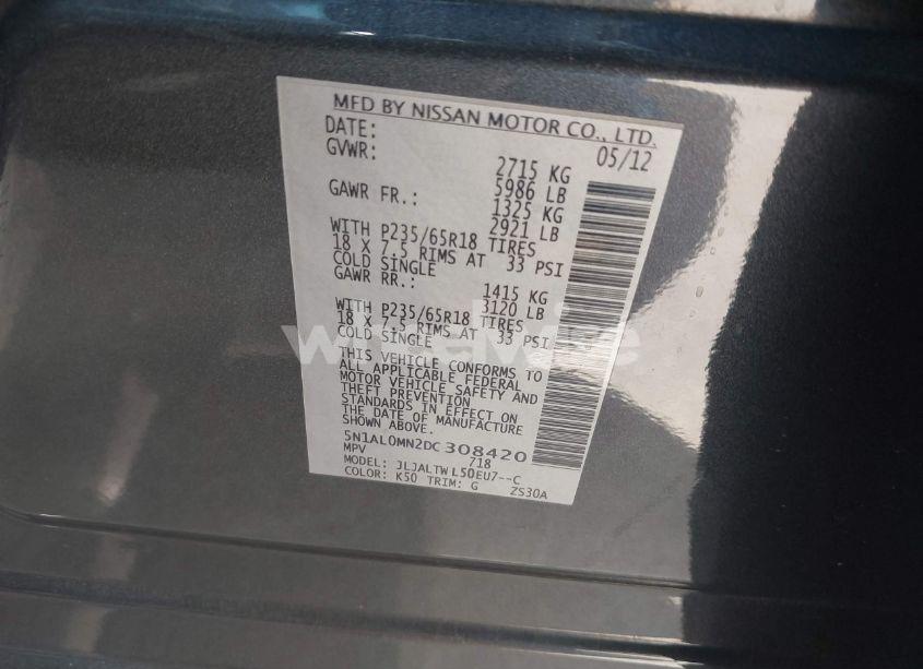 Photo 9 of 2013 Infiniti Jx35 (VIN 5N1AL0MN2DC308420)