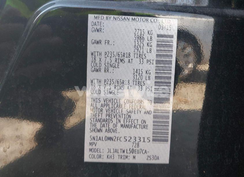 Photo 9 of 2015 Infiniti Qx60 (VIN 5N1AL0MN2FC523315)