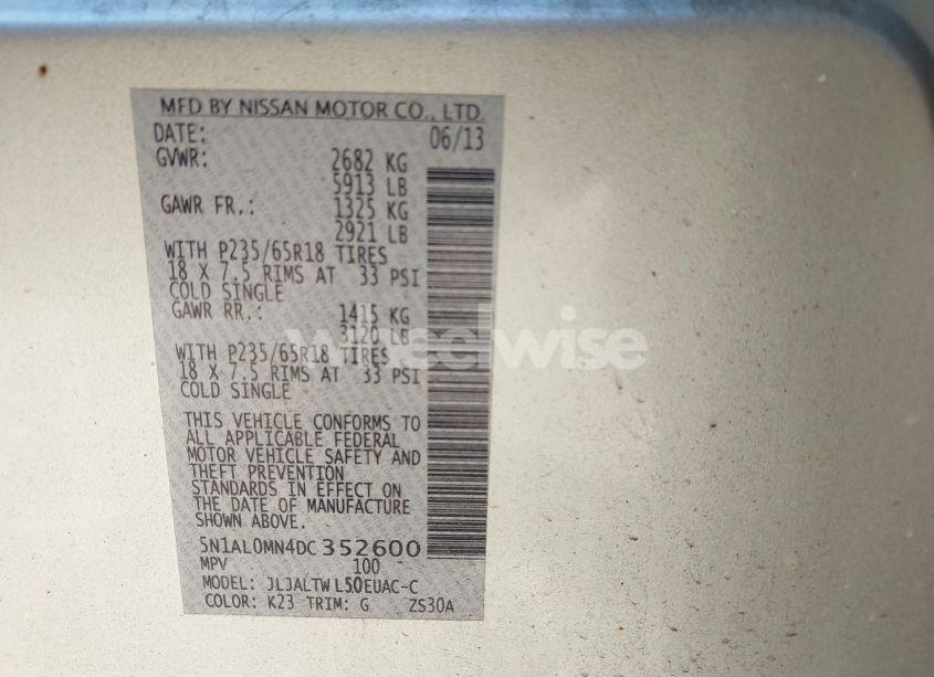 Photo 9 of 2013 Infiniti Jx35 (VIN 5N1AL0MN4DC352600)