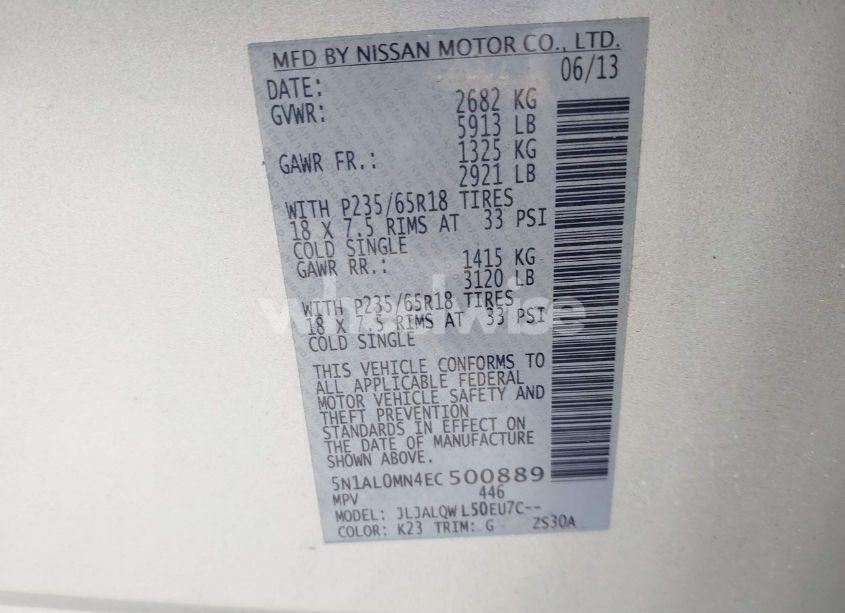 Photo 9 of 2014 Infiniti Qx60 (VIN 5N1AL0MN4EC500889)