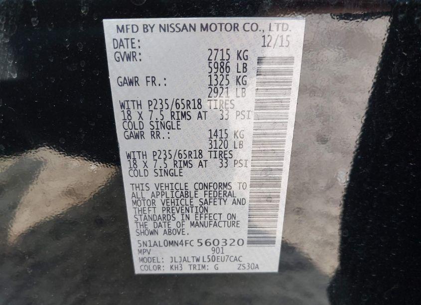 Photo 9 of 2015 Infiniti Qx60 (VIN 5N1AL0MN4FC560320)