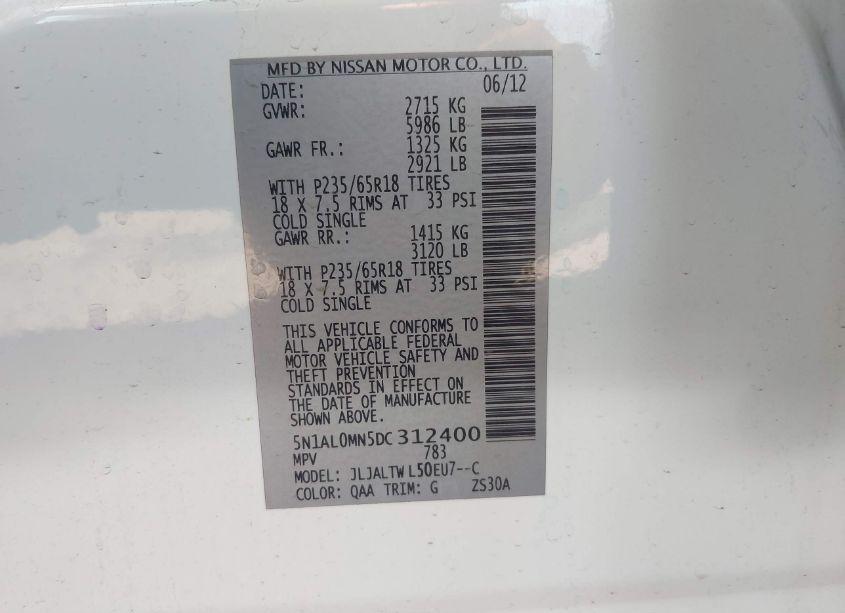 Photo 9 of 2013 Infiniti Jx35 (VIN 5N1AL0MN5DC312400)