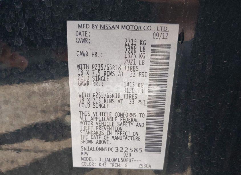 Photo 9 of 2013 Infiniti Jx35 (VIN 5N1AL0MN5DC322585)