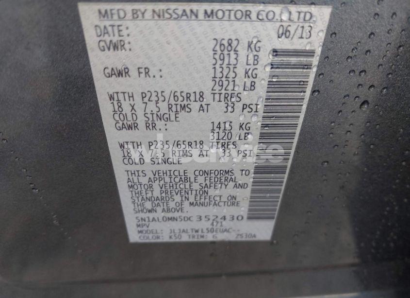 Photo 9 of 2013 Infiniti Jx35 (VIN 5N1AL0MN5DC352430)