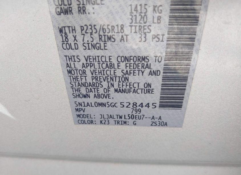 Photo 9 of 2016 Infiniti Qx60 (VIN 5N1AL0MN5GC528445)