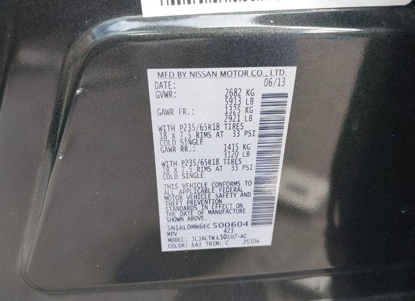 Photo 9 of 2014 Infiniti Qx60 (VIN 5N1AL0MN6EC500604)