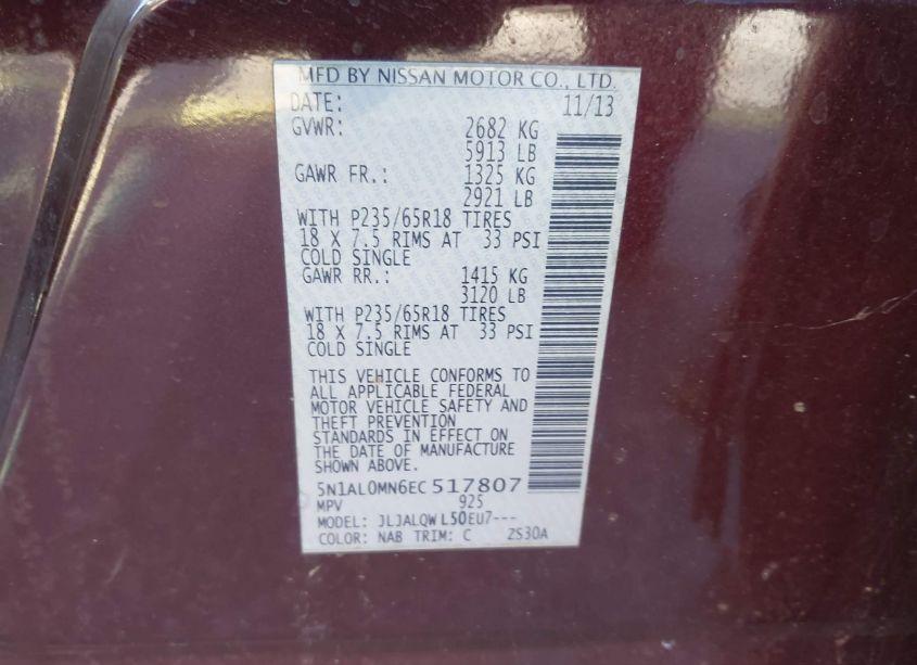 Photo 9 of 2014 Infiniti Qx60 (VIN 5N1AL0MN6EC517807)