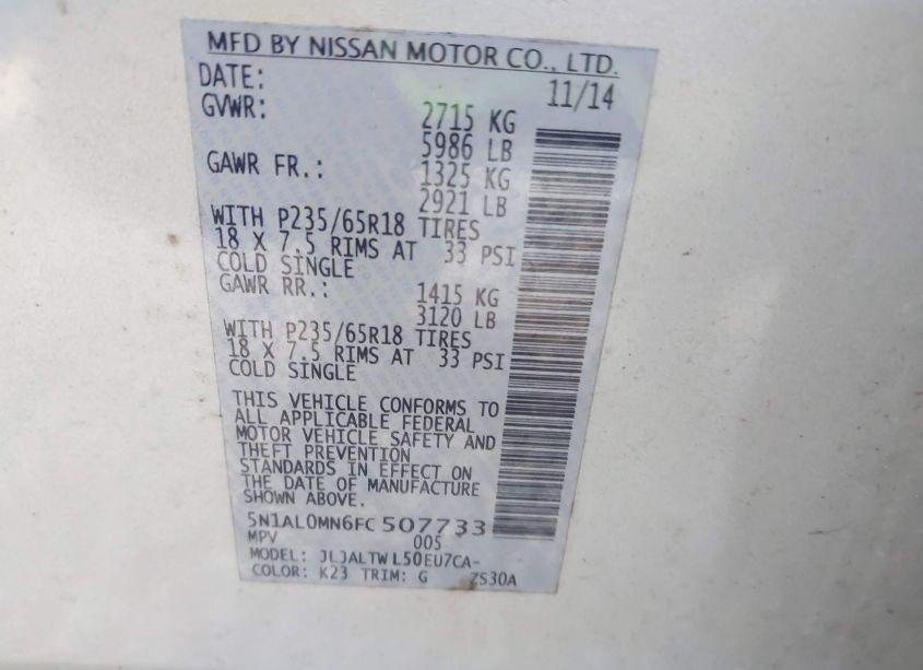 Photo 9 of 2015 Infiniti Qx60 (VIN 5N1AL0MN6FC507733)