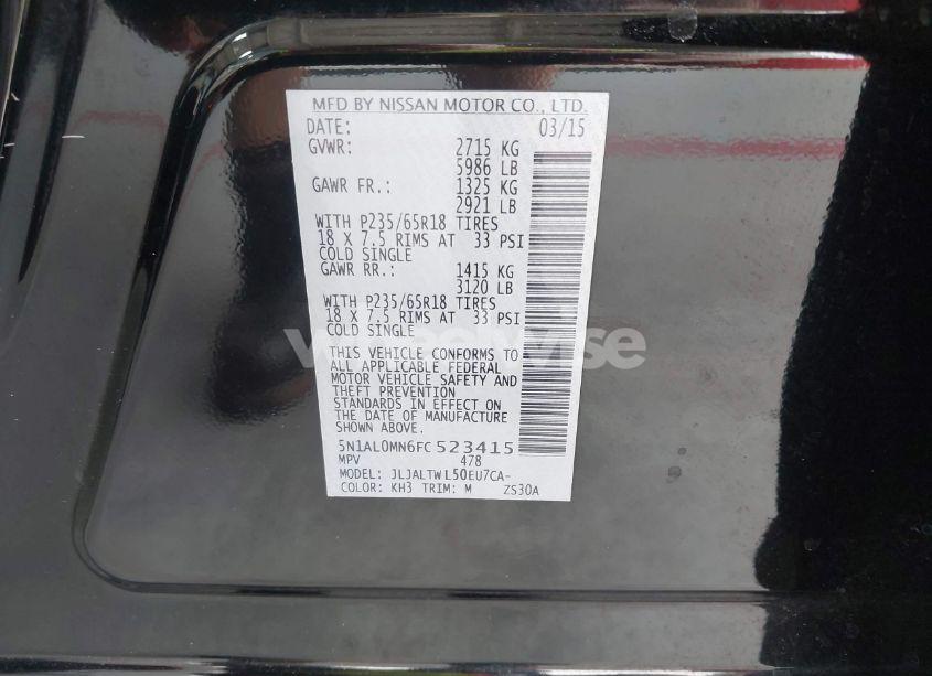 Photo 9 of 2015 Infiniti Qx60 (VIN 5N1AL0MN6FC523415)