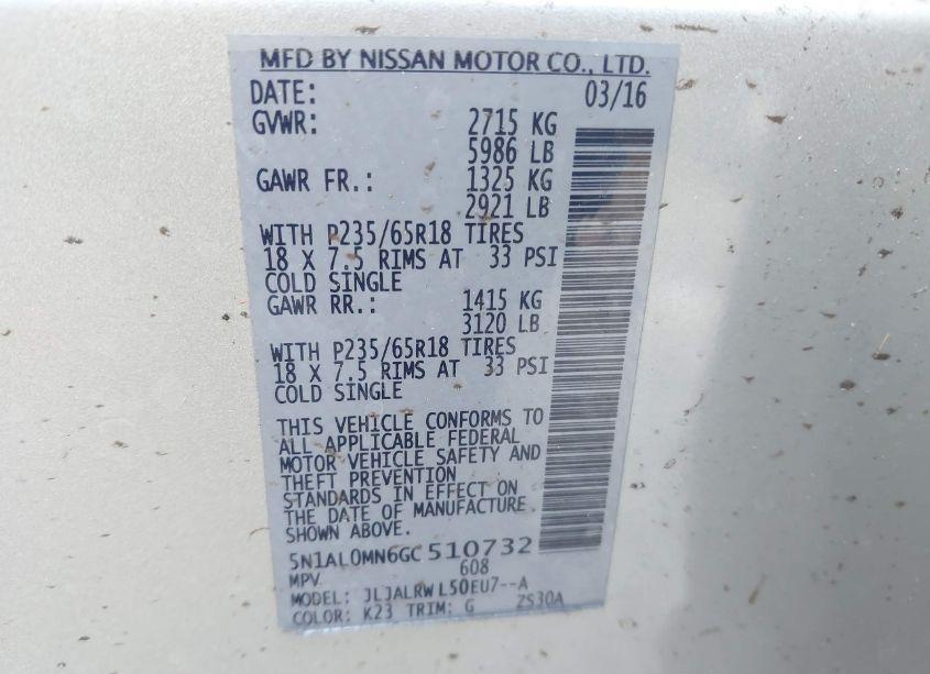 Photo 9 of 2016 Infiniti Qx60 (VIN 5N1AL0MN6GC510732)