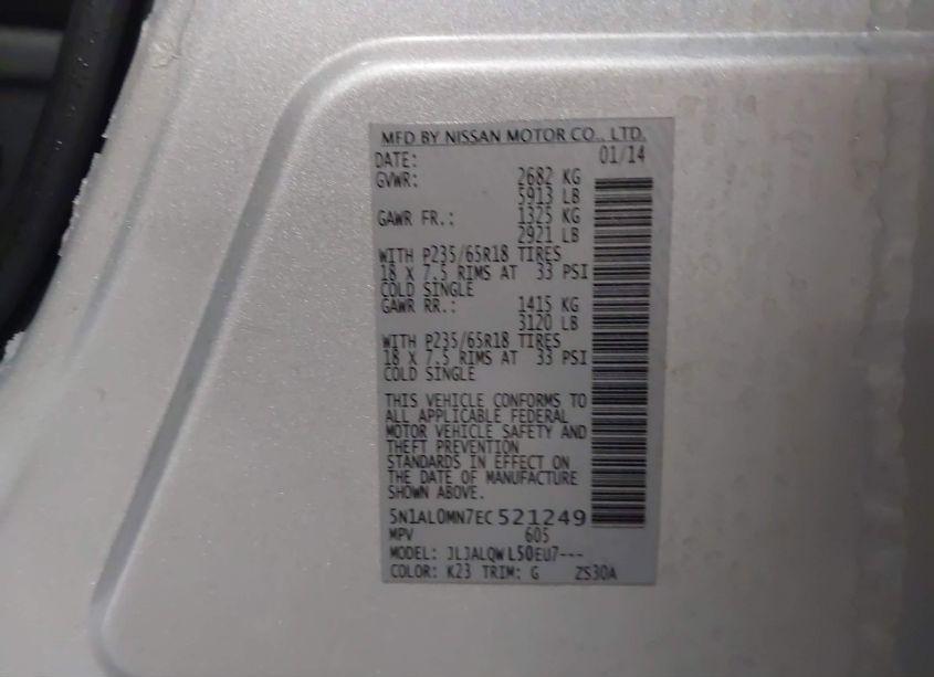 Photo 9 of 2014 Infiniti Qx60 (VIN 5N1AL0MN7EC521249)