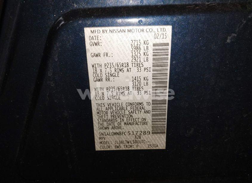 Photo 9 of 2015 Infiniti Qx60 (VIN 5N1AL0MN8FC517289)