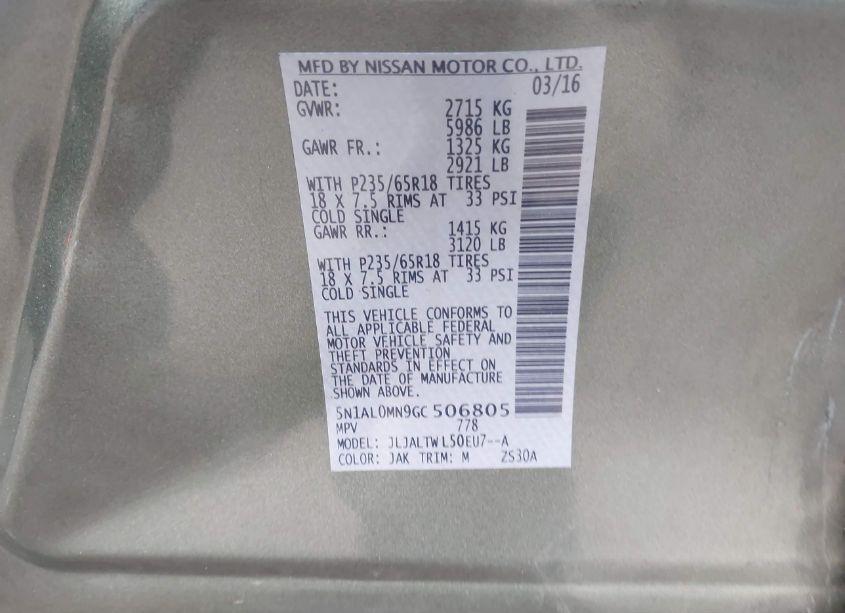 Photo 9 of 2016 Infiniti Qx60 (VIN 5N1AL0MN9GC506805)