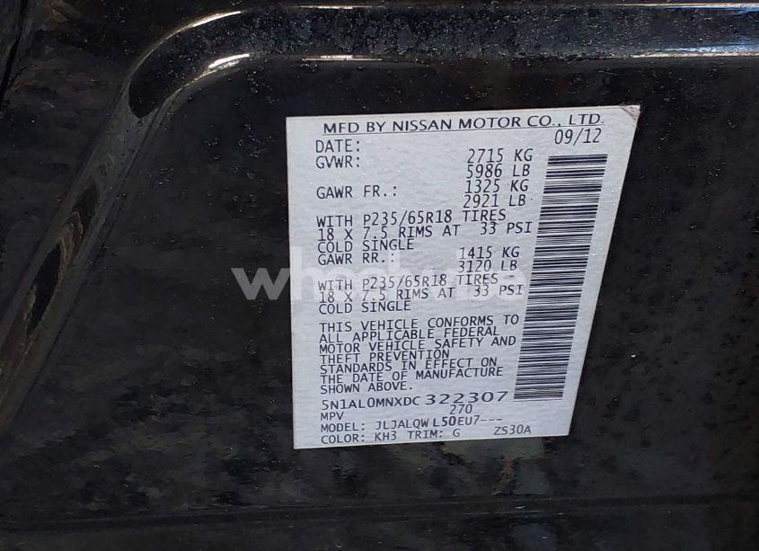 Photo 9 of 2013 Infiniti Jx35 (VIN 5N1AL0MNXDC322307)