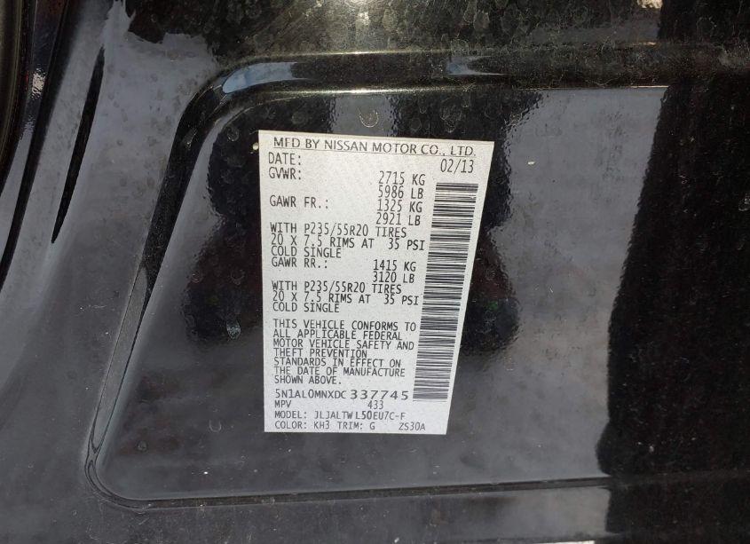 Photo 9 of 2013 Infiniti Jx35 (VIN 5N1AL0MNXDC337745)