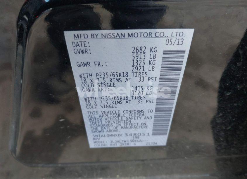 Photo 9 of 2013 Infiniti Jx35 (VIN 5N1AL0MNXDC348051)