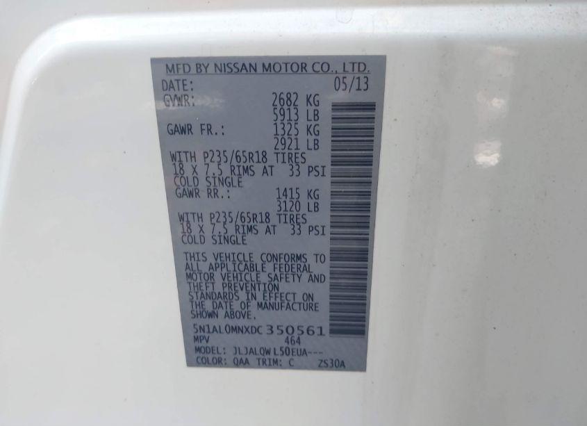 Photo 9 of 2013 Infiniti Jx35 (VIN 5N1AL0MNXDC350561)