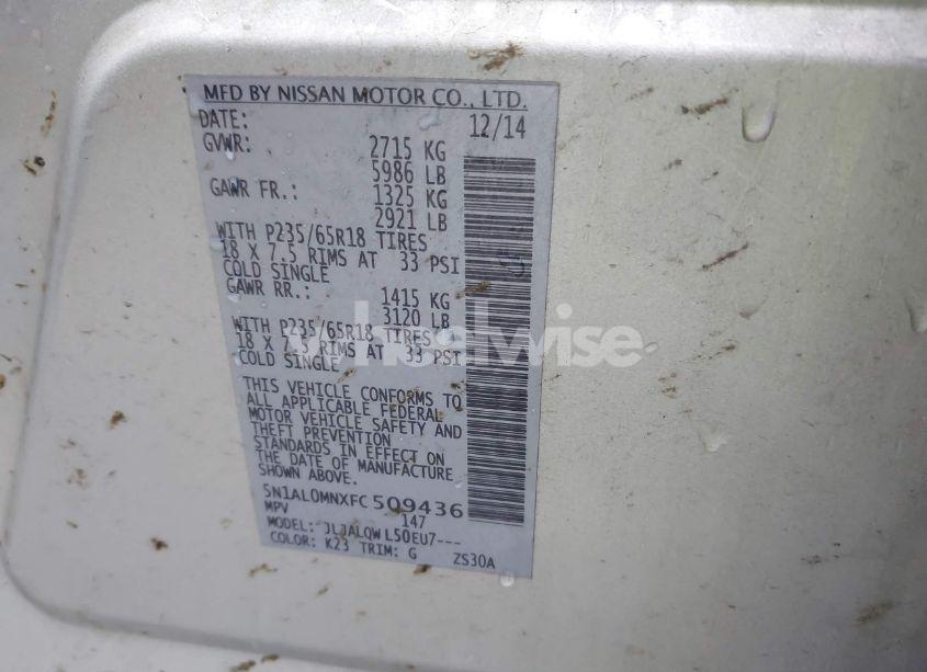 Photo 9 of 2015 Infiniti Qx60 (VIN 5N1AL0MNXFC509436)