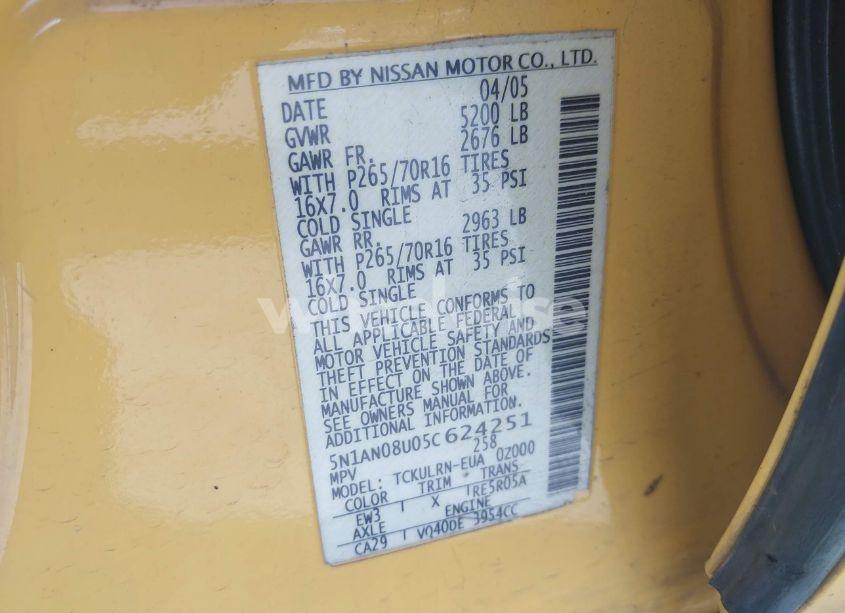 Photo 9 of 2005 Nissan Xterra S (VIN 5N1AN08U05C624251)