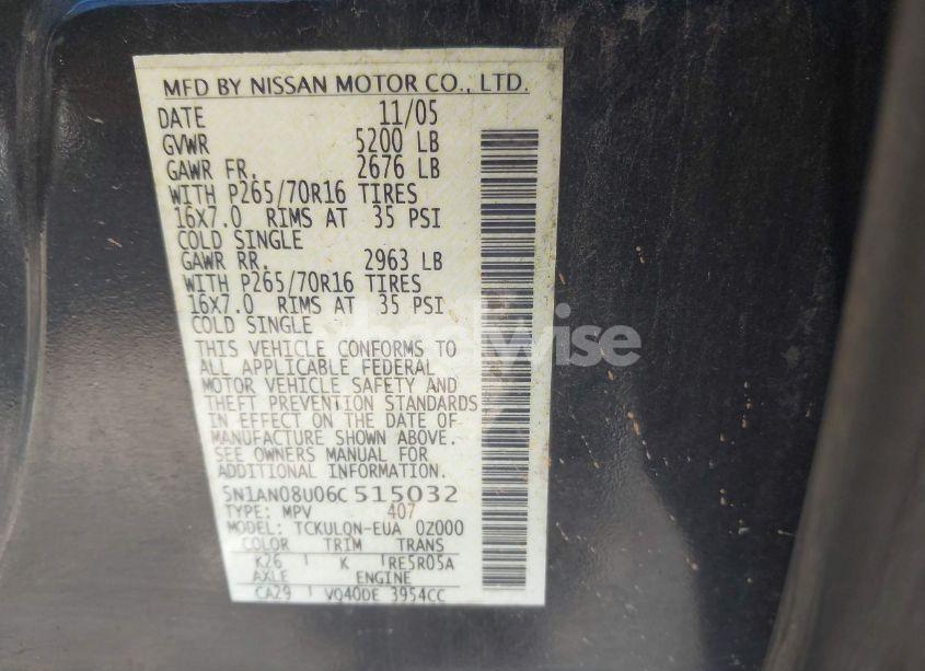 Photo 9 of 2006 Nissan Xterra X (VIN 5N1AN08U06C515032)