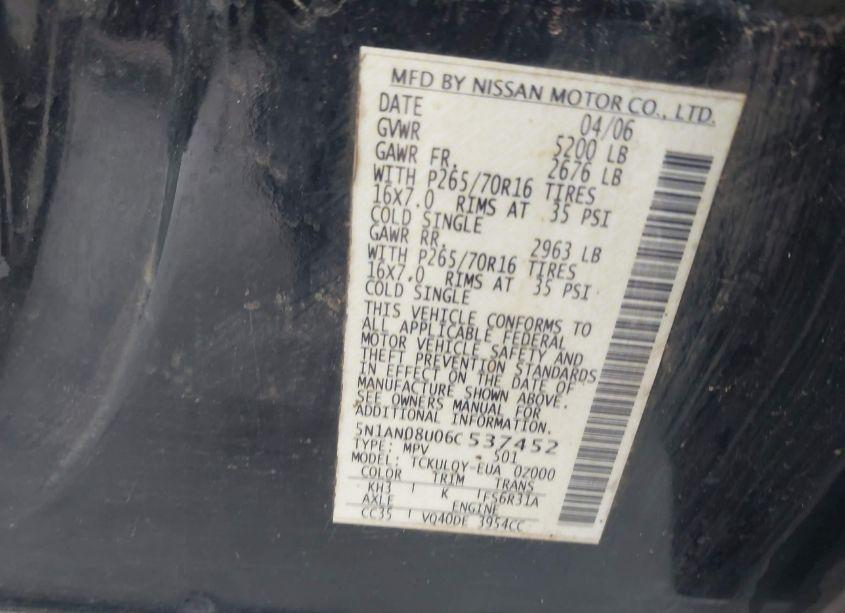 Photo 9 of 2006 Nissan Xterra X (VIN 5N1AN08U06C537452)