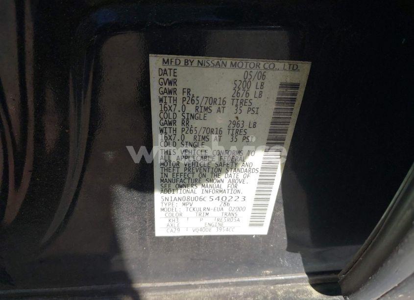 Photo 9 of 2006 Nissan Xterra S (VIN 5N1AN08U06C540223)