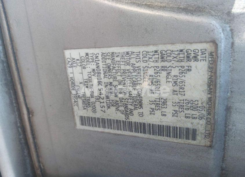 Photo 9 of 2006 Nissan Xterra SE (VIN 5N1AN08U16C542157)