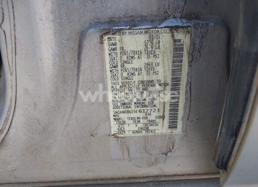 Photo 9 of 2005 Nissan Xterra S (VIN 5N1AN08U25C617723)