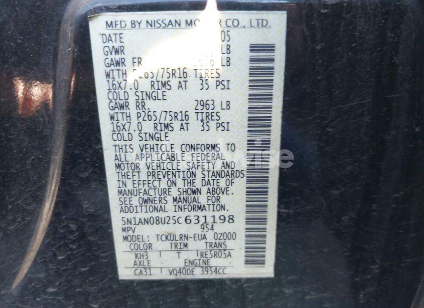 Photo 9 of 2005 Nissan Xterra OFF ROAD (VIN 5N1AN08U25C631198)