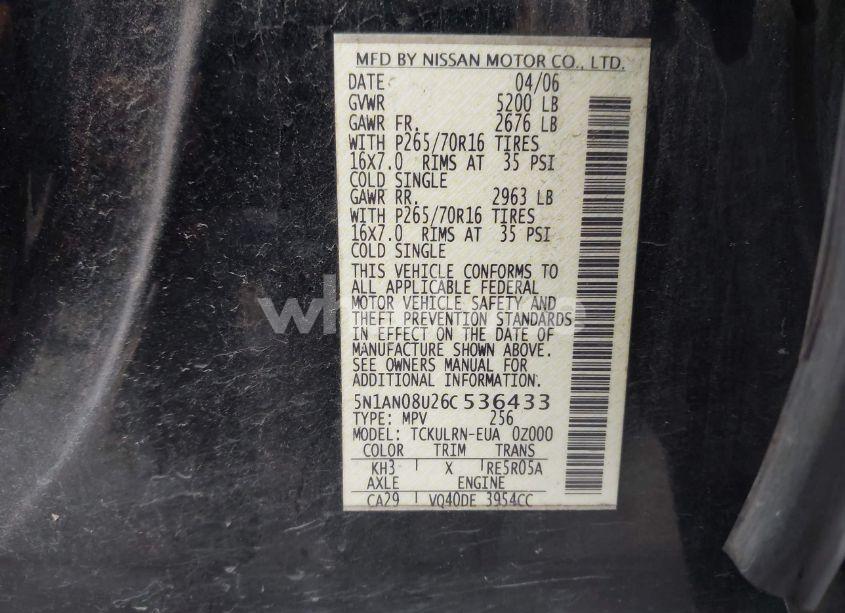 Photo 9 of 2006 Nissan Xterra S (VIN 5N1AN08U26C536433)